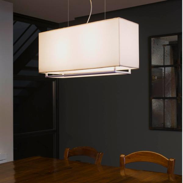 Lampara Vesper rectangular blanca Faro- Pantalla Beige