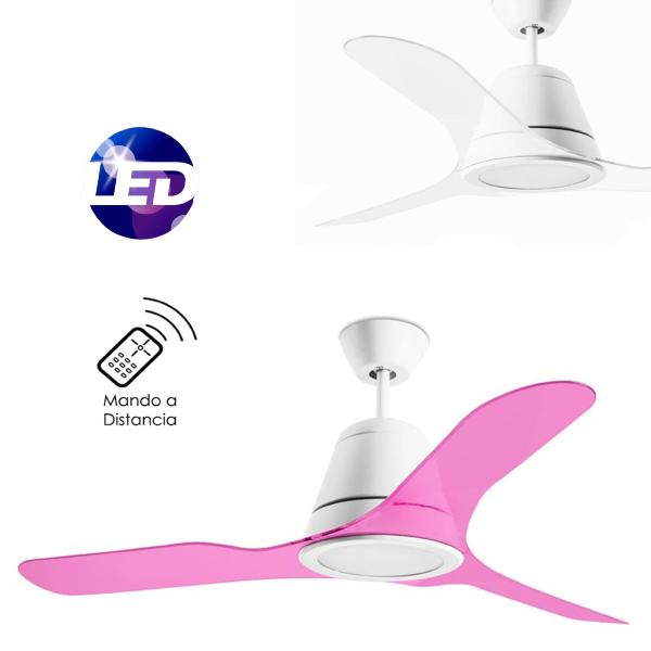 Ventilador techo LED 132 cm. Aspa Fuxia Tiga.  LEDS-C4