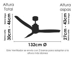 Ventilador CORON Negro Pino Sunaca - Motor DC 132cm Ø.