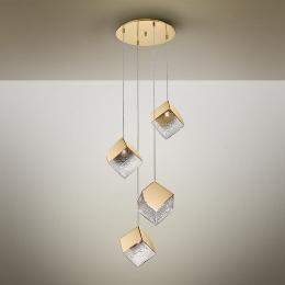 Lampara PRISCILA 4 luces - Schuller. Tonalidades Cromo y Oro