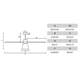 Ventilador AMELIA L CONE Negro FARO - Motor DC - Luz Led Ø132cm