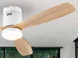 Ventilador SIROCO Blanco/Pino- Schuller - Motor DC LED Ø132cm