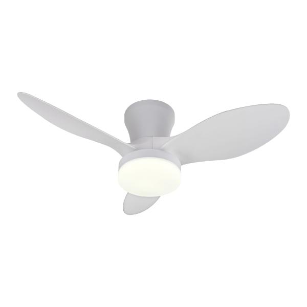 Ventilador Emily S Blanco especial techos bajos - Motor DC. Luz LED. 80cmØ.