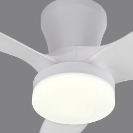 Ventilador Emily S Blanco especial techos bajos - Motor DC. Luz LED. 80cmØ.