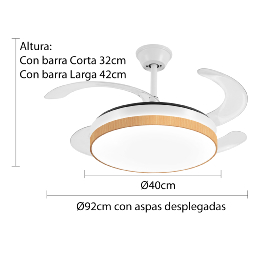 Ventilador MINA Madera P&B - Motor DC Ø40-92cm Luz LED