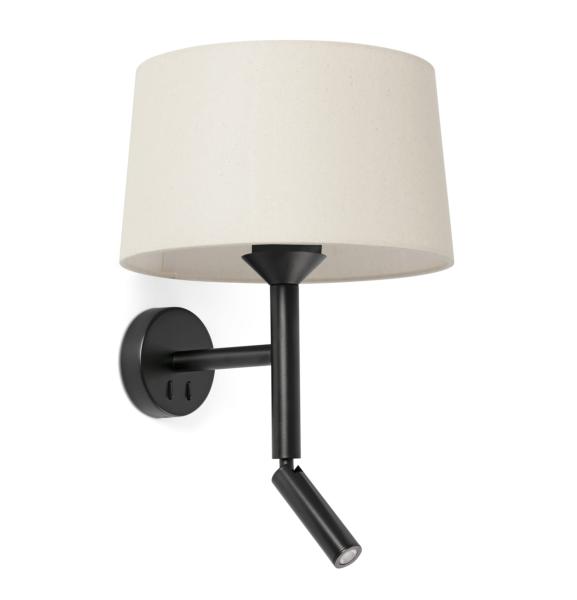Aplique WINDSOR negro/lino con lector LED Faro